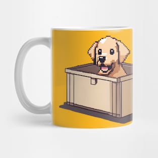 Cute dog in a box - pixel art Mug